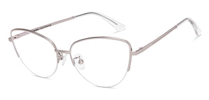 Silver Cat Eye Half Rim Women Eyeglasses by Lenskart-219919