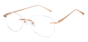 Rose Gold Round Rimless Unisex Eyeglasses by Lenskart-223181