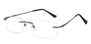 Gold Rectangle Rimless Unisex Eyeglasses by Lenskart-223184