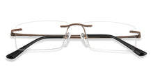 Load image into Gallery viewer, Gold Rectangle Rimless Unisex Eyeglasses by Lenskart-223184