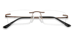 Gold Rectangle Rimless Unisex Eyeglasses by Lenskart-223184
