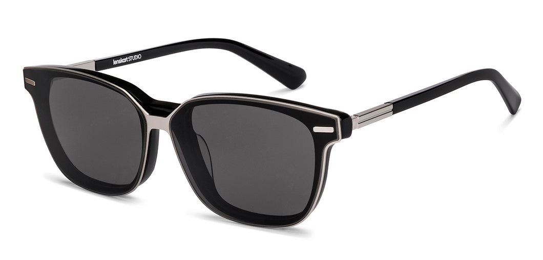Black Rectangle Full Rim Unisex Eyeglasses by Lenskart-225825