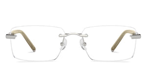 Silver Rectangle Rimless Men Eyeglasses by John Jacobs-229242