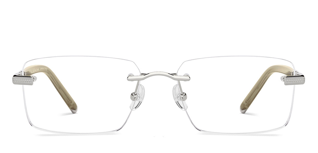 Silver Rectangle Rimless Men Eyeglasses by John Jacobs-229242