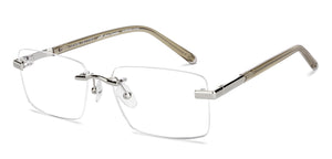 Silver Rectangle Rimless Men Eyeglasses by John Jacobs-229242