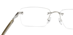 Silver Rectangle Rimless Men Eyeglasses by John Jacobs-229242