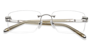 Silver Rectangle Rimless Men Eyeglasses by John Jacobs-229242