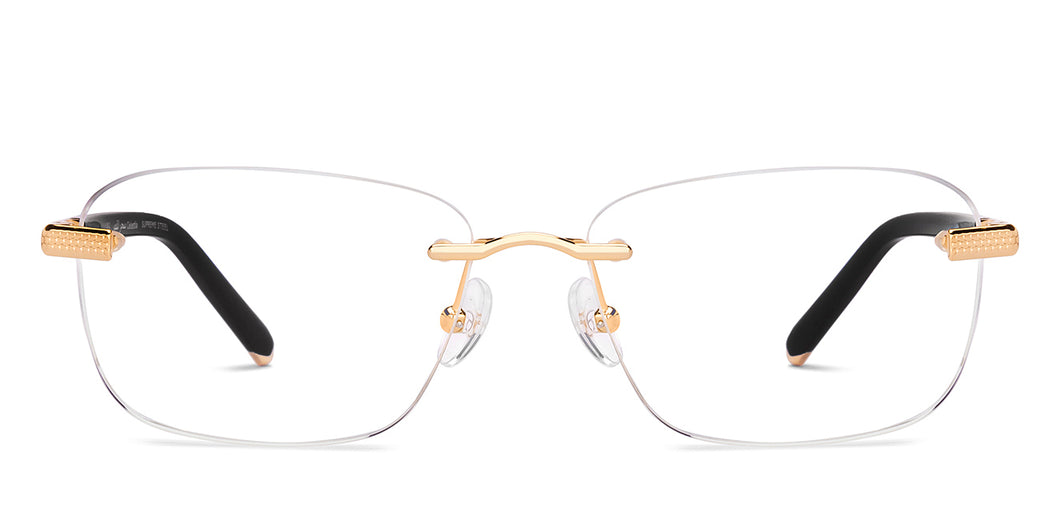 Gold Geometric Rimless Men Eyeglasses by John Jacobs-229243