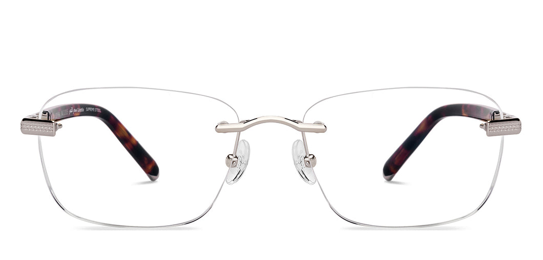 Silver Geometric Rimless Men Eyeglasses by John Jacobs-229244