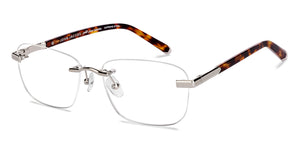 Silver Geometric Rimless Men Eyeglasses by John Jacobs-229244