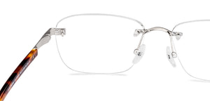 Silver Geometric Rimless Men Eyeglasses by John Jacobs-229244