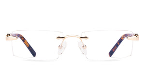 Gold Rectangle Rimless Women Eyeglasses by Lenskart-232209