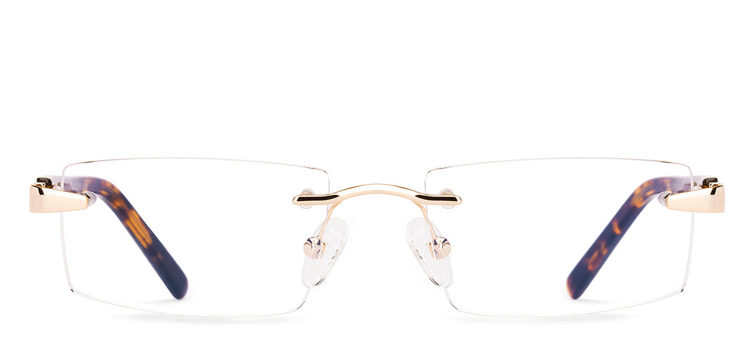 Gold Rectangle Rimless Women Eyeglasses by Lenskart-232209