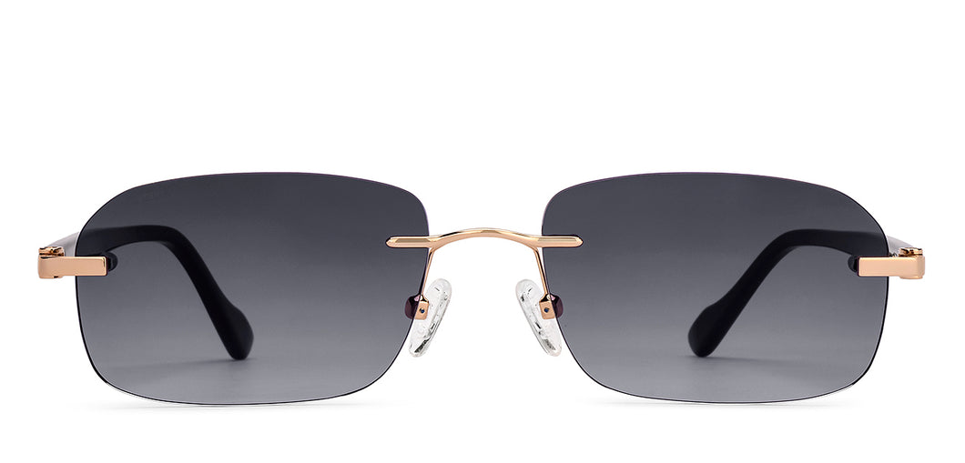 Gold Rectangle Rimless Unisex Sunglasses by Lenskart-217414
