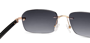 Gold Rectangle Rimless Unisex Sunglasses by Lenskart-217414