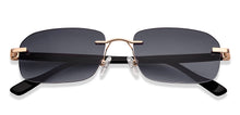 Load image into Gallery viewer, Gold Rectangle Rimless Unisex Sunglasses by Lenskart-217414