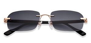 Gold Rectangle Rimless Unisex Sunglasses by Lenskart-217414