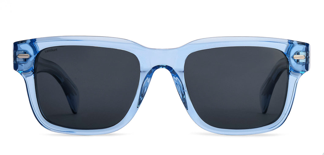 Blue Rectangle Full Rim Unisex Sunglasses by Lenskart-217416