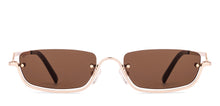 Load image into Gallery viewer, Gold Rectangle Half Rim Women Sunglasses by Lenskart-234437