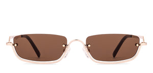 Gold Rectangle Half Rim Women Sunglasses by Lenskart-234437