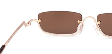 Load image into Gallery viewer, Gold Rectangle Half Rim Women Sunglasses by Lenskart-234437