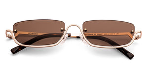 Gold Rectangle Half Rim Women Sunglasses by Lenskart-234437