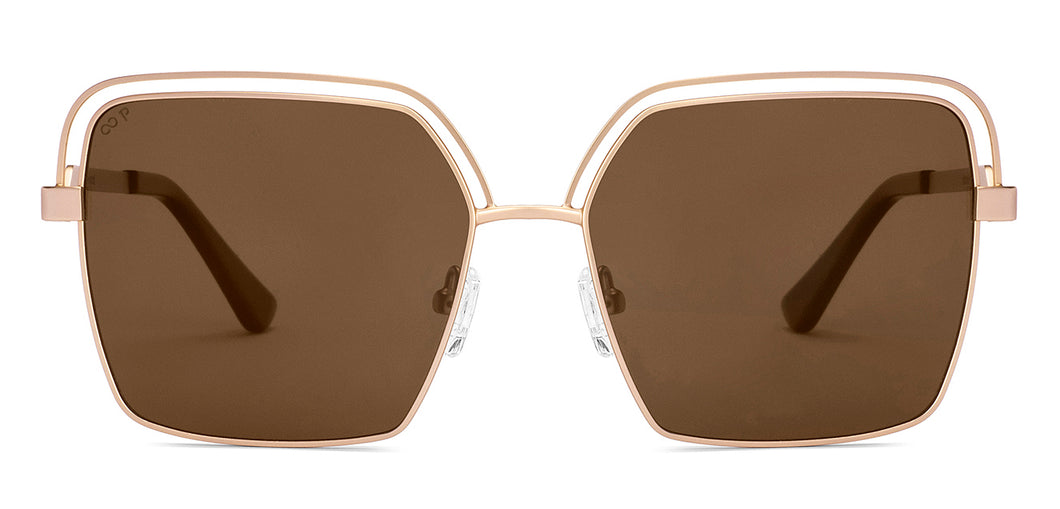 Gold Geometric Full Rim Women Sunglasses by Lenskart-227054