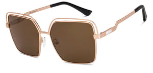 Gold Geometric Full Rim Women Sunglasses by Lenskart-227054