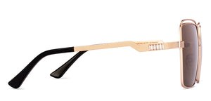 Gold Geometric Full Rim Women Sunglasses by Lenskart-227054