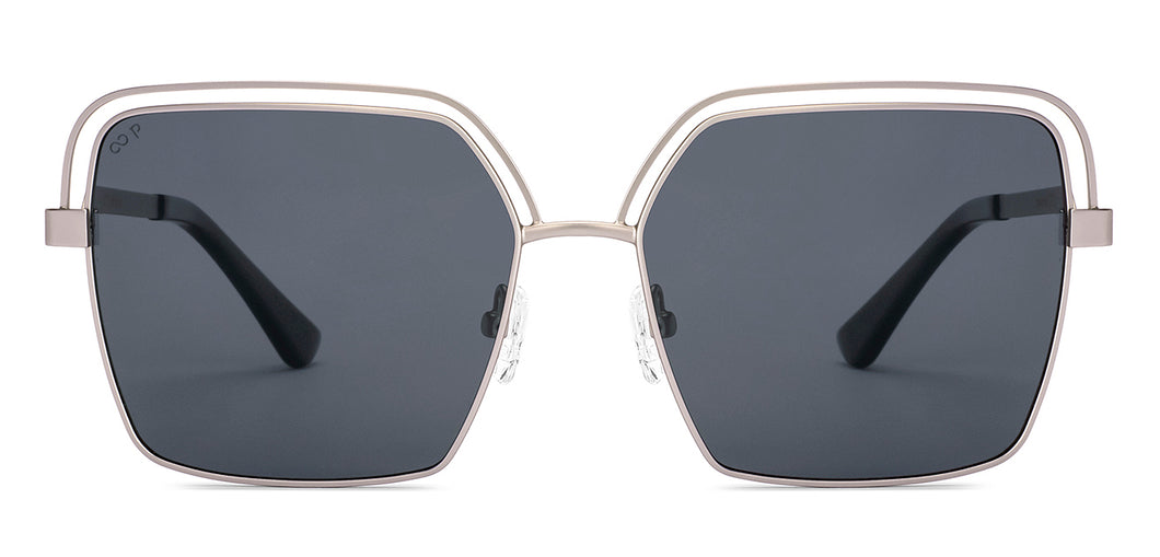 Silver Geometric Full Rim Women Sunglasses by Lenskart-227055