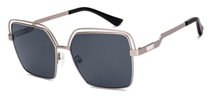 Silver Geometric Full Rim Women Sunglasses by Lenskart-227055