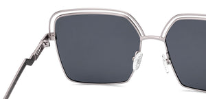 Silver Geometric Full Rim Women Sunglasses by Lenskart-227055