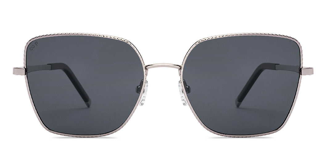 Silver Geometric Full Rim Women Sunglasses by Lenskart-227057