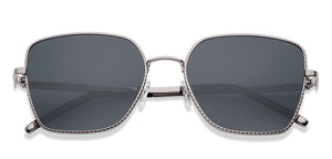 Silver Geometric Full Rim Women Sunglasses by Lenskart-227057