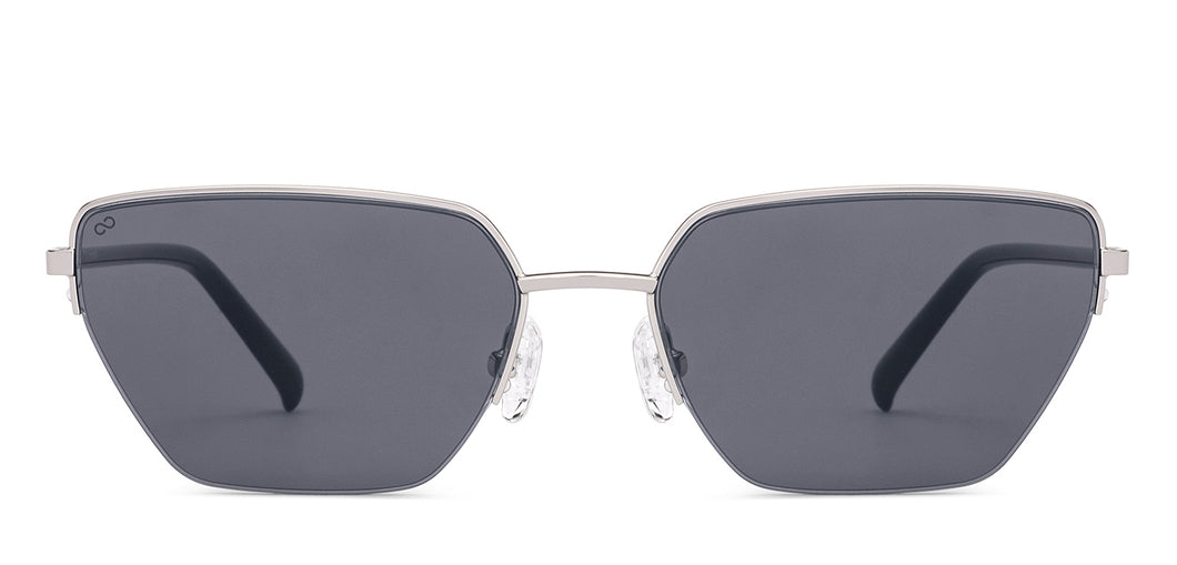 Silver Geometric Full Rim Women Sunglasses by Lenskart-228929