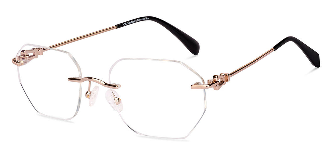 Gold Geometric Rimless Unisex Eyeglasses by Lenskart-225211