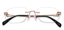 Load image into Gallery viewer, Gold Geometric Rimless Unisex Eyeglasses by Lenskart-225211