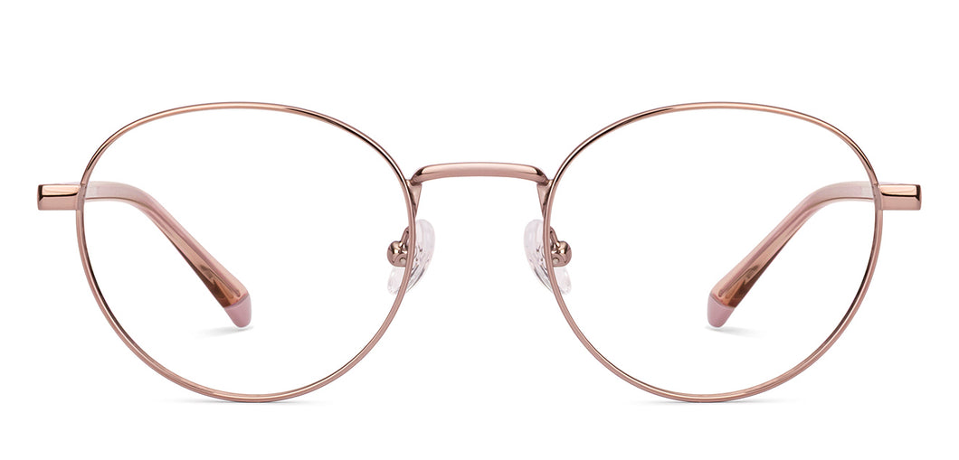 Rose Gold Round Full Rim Women Eyeglasses by Vincent Chase-235222