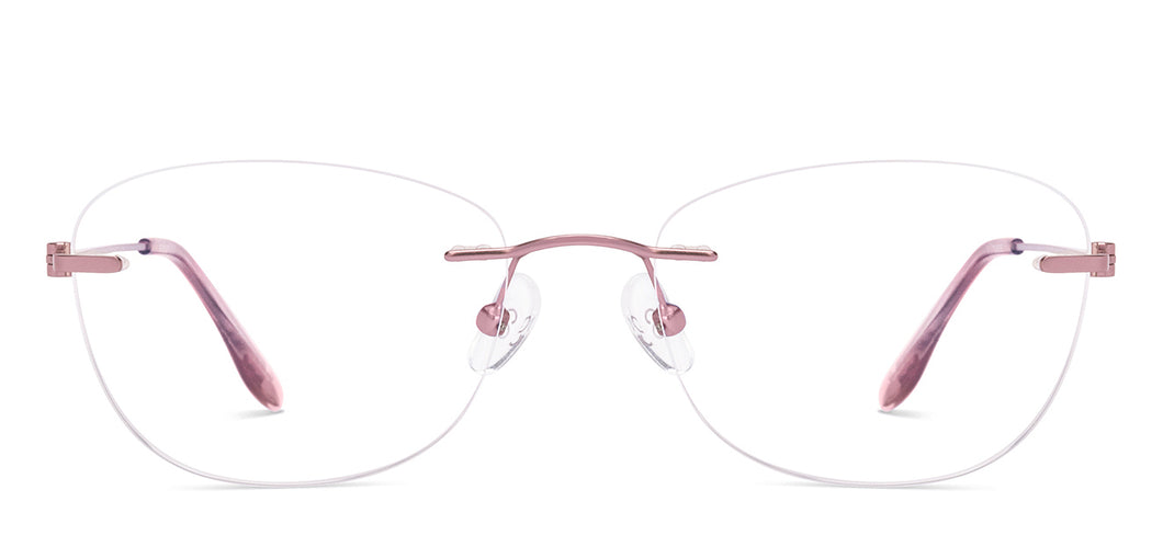 Pink Round Rimless Unisex Eyeglasses by Lenskart Air-224232