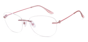 Pink Round Rimless Unisex Eyeglasses by Lenskart Air-224232