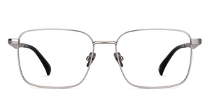 Matte Silver Rectangle Full Rim Unisex Eyeglasses by John Jacobs-224496