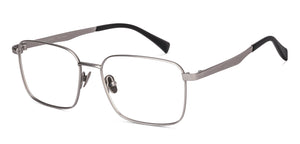 Matte Silver Rectangle Full Rim Unisex Eyeglasses by John Jacobs-224496