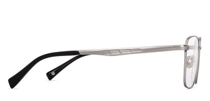 Matte Silver Rectangle Full Rim Unisex Eyeglasses by John Jacobs-224496