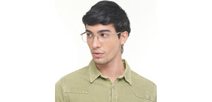 Matte Silver Rectangle Full Rim Unisex Eyeglasses by John Jacobs-224496