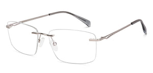 Gunmetal Square Rimless Unisex Eyeglasses by Vincent Chase-229211