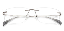 Load image into Gallery viewer, Gunmetal Square Rimless Unisex Eyeglasses by Vincent Chase-229211