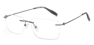 Gunmetal Rectangle Rimless Unisex Eyeglasses by Vincent Chase-229221