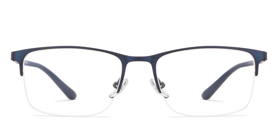 Blue Rectangle Half Rim Unisex Eyeglasses by Vincent Chase-222607