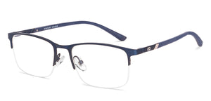 Blue Rectangle Half Rim Unisex Eyeglasses by Vincent Chase-222607