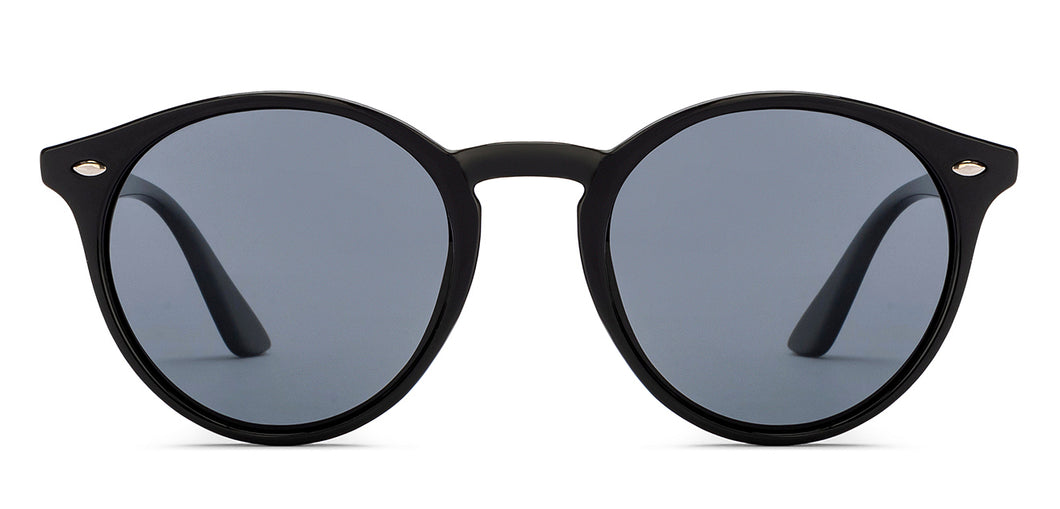 Black Round Full Rim Unisex Sunglasses by OJOS-210197